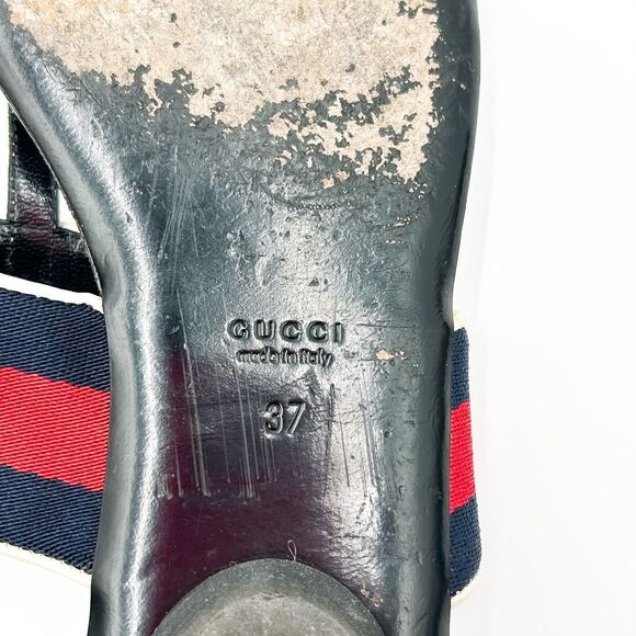 Gucci Horsebit Web Stripe Sandals Flip Flops Flats Slides 37, 7 - Picture 10 of 11